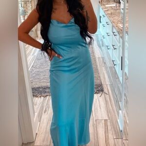 Blue silk dress size medium